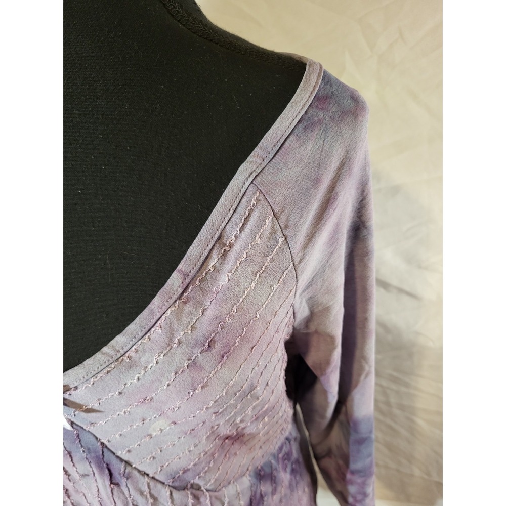 Vtge Y2K Fashion Bug Fairy Grunge Top L Tie Dye Sequin Embroidered USA Purple - Picture 2 of 6